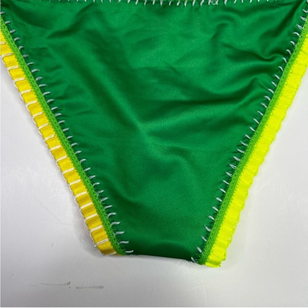 PQ Swim X Solange Ferrarini Crochet Trim Full Bikini bottoms green multi - L - Picture 9 of 11